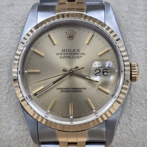 PAPERS Rolex Datejust 36mm Champagne Dial Two Tone Jubilee 16233