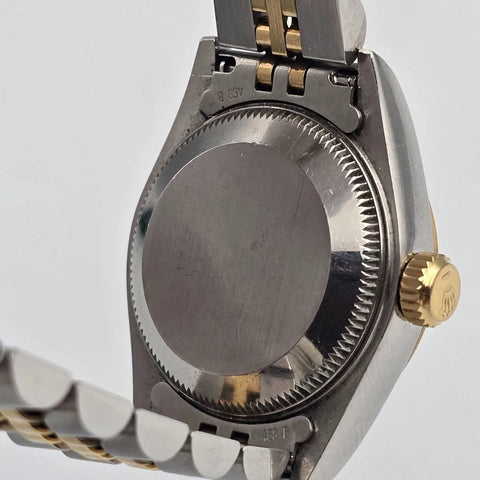 Rolex Lady Datejust 18K Gold Steel NO HOLES 26mm Champagne Diamond Dial 69173