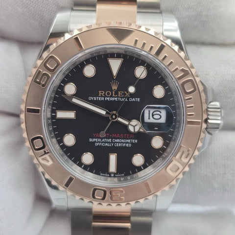 NEW 2025 Rolex Yacht-Master Two Tone Rose Gold Steel 40mm Black Dial 126621