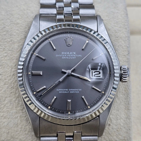 Rolex Datejust 1601 Steel Factory Grey Ghost Dial Jubilee 36mm Watch