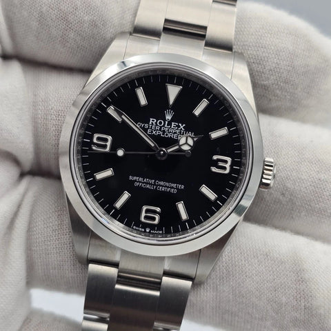 PAPERS MINT 2022 Rolex Explorer Black Dial Stainless Steel 36mm Watch 124270 BOX