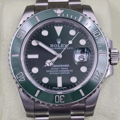 PAPERS 2014 MINT Rolex Submariner Hulk 116610LV Green 40mm Ceramic Watch BOX