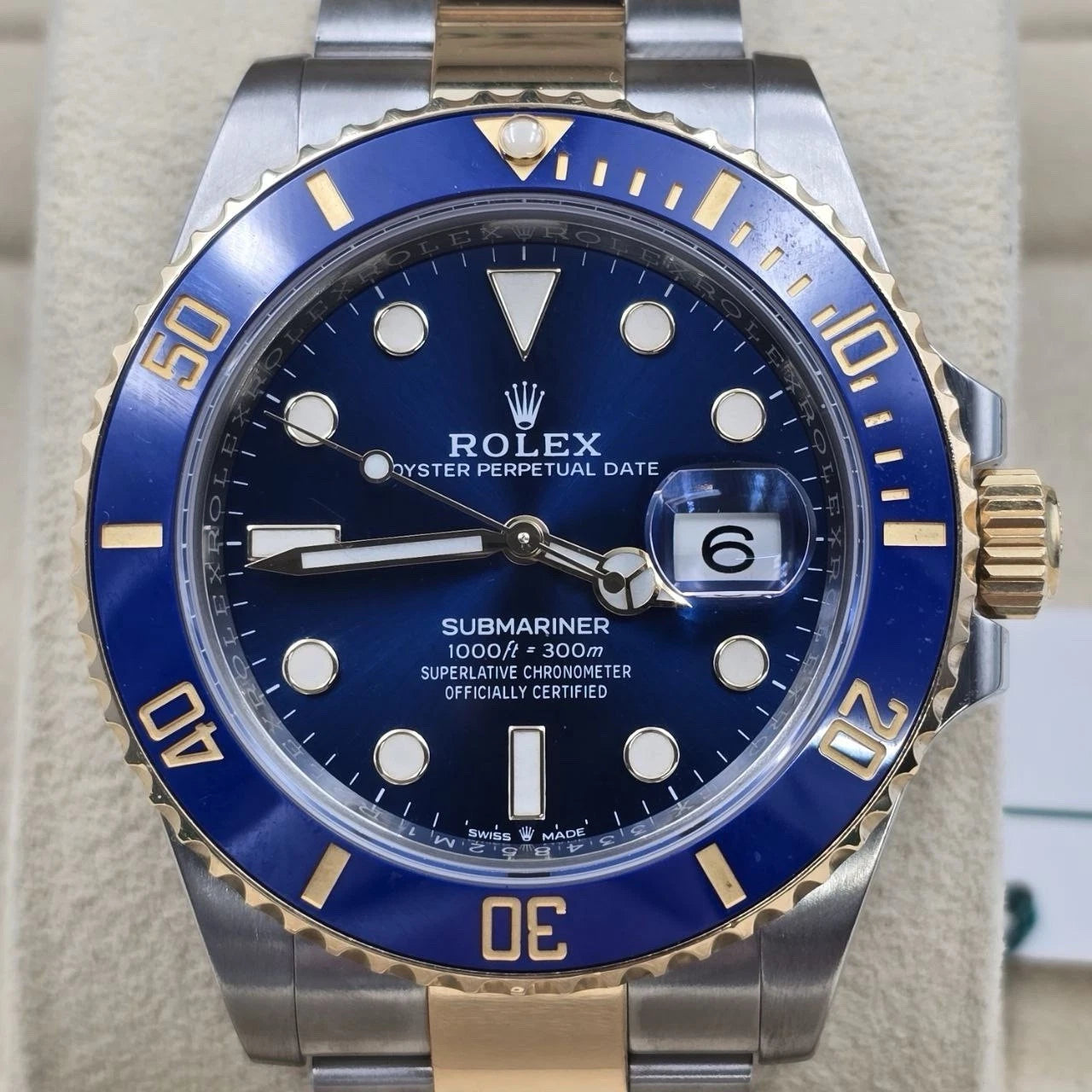 PAPERS 2023 Rolex Submariner Blue Dial Two Tone Gold 41mm Watch 126613LB BOX