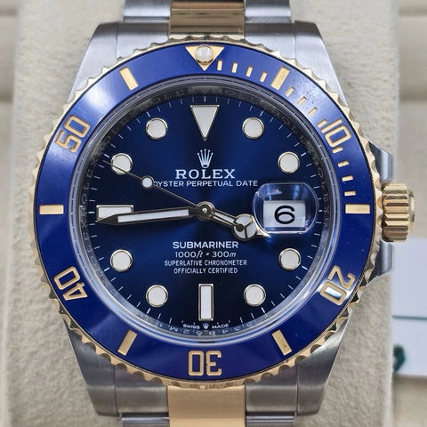 PAPERS 2023 Rolex Submariner Blue Dial Two Tone Gold 41mm Watch 126613LB BOX