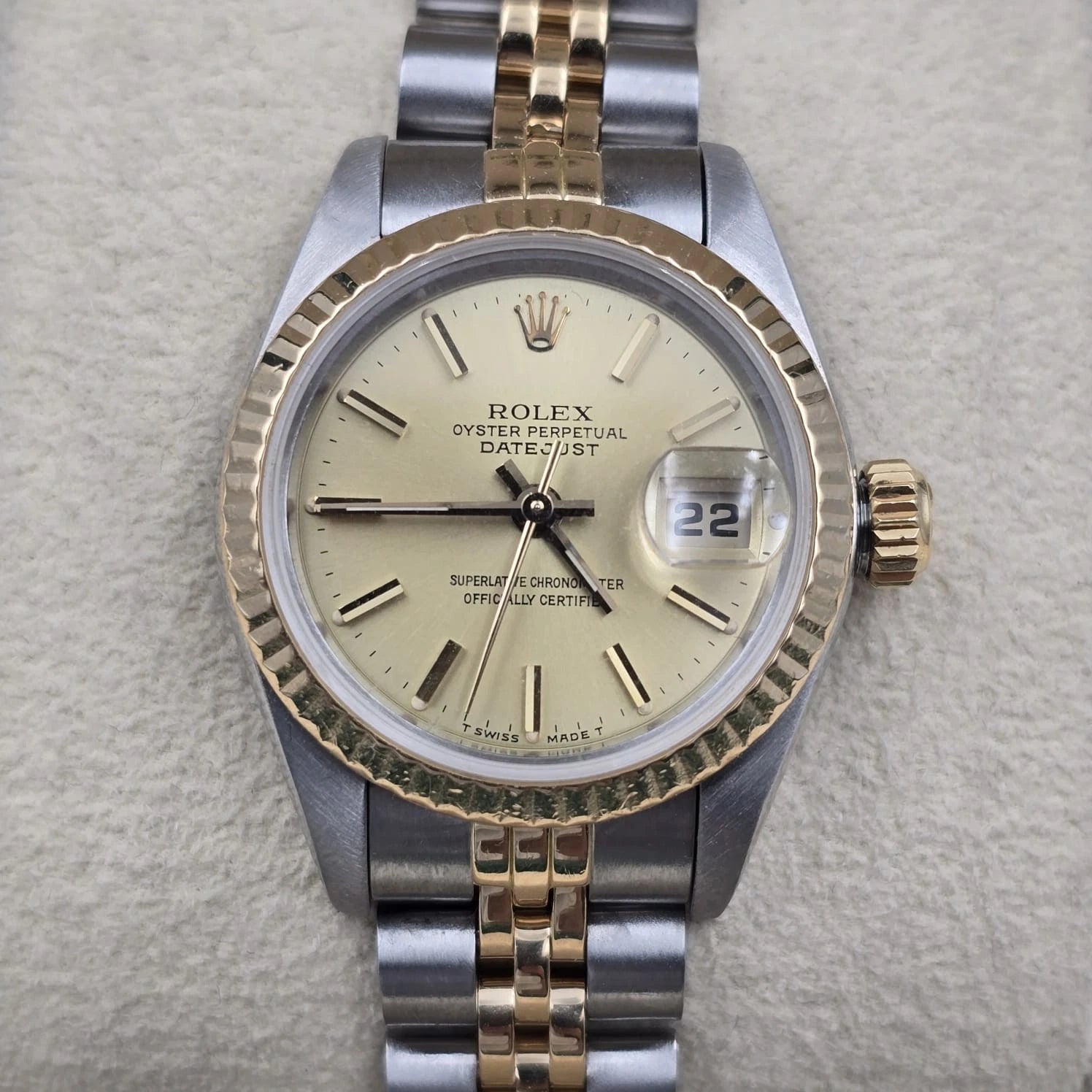 PAPERS Rolex Datejust Yellow Gold & Steel 69173 Champagne Dial Watch 26mm + RSC