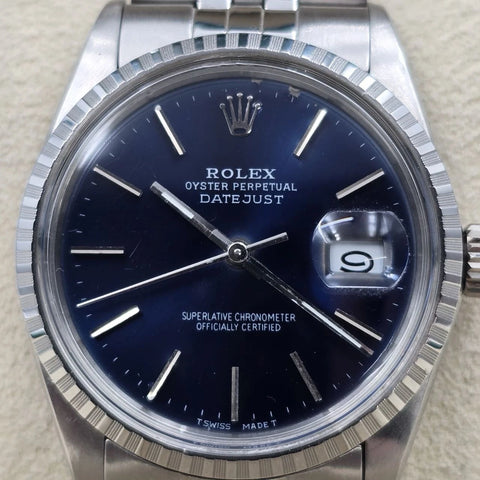 Rolex Datejust Stainless Steel FACTORY Blue Dial 36mm Automatic Watch 16030