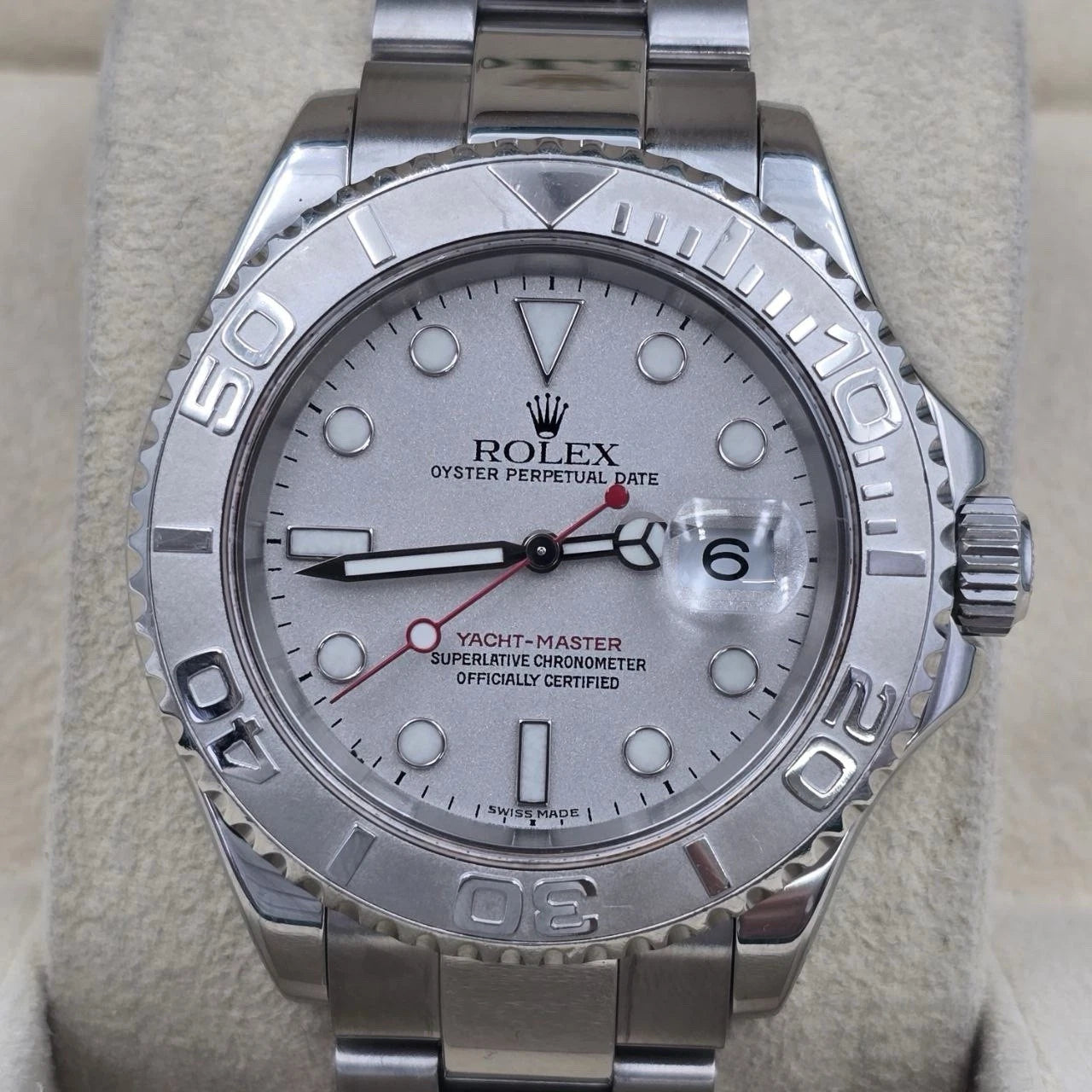2005 PAPERS Rolex Yacht-Master 40mm 16622 Platinum Dial & Bezel Steel Watch