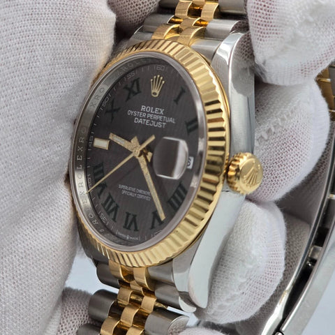 2023 Rolex Datejust 36mm Wimbledon Yellow Gold Fluted Bezel Jubilee 126233 B+P