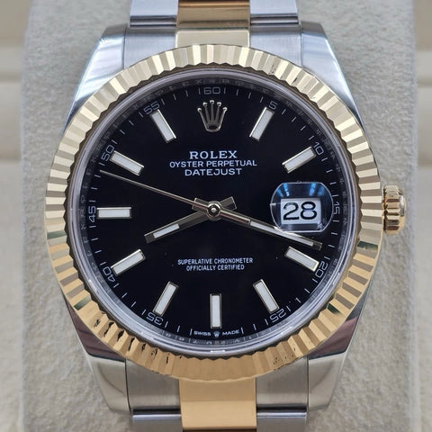 MINT PAPERS 2023 Rolex DateJust 41mm Two Tone Black Dial Oyster 126333 BOX