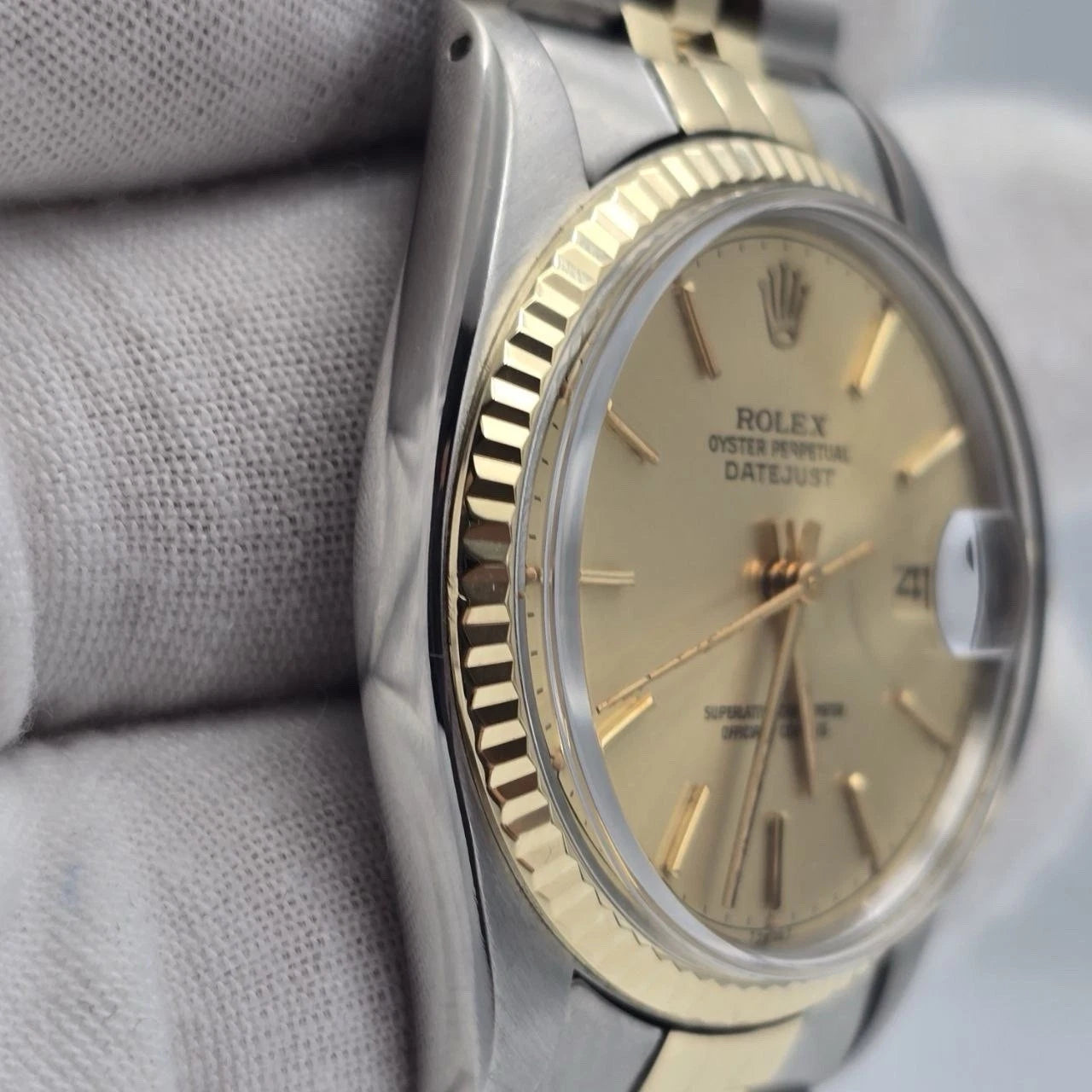 MINT Rolex Datejust Champagne Two-Tone Yellow Gold Jubilee 16013 36mm Watch