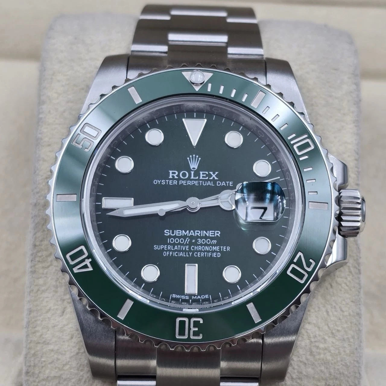 PAPERS 2014 MINT Rolex Submariner Hulk 116610LV Green 40mm Ceramic Watch BOX