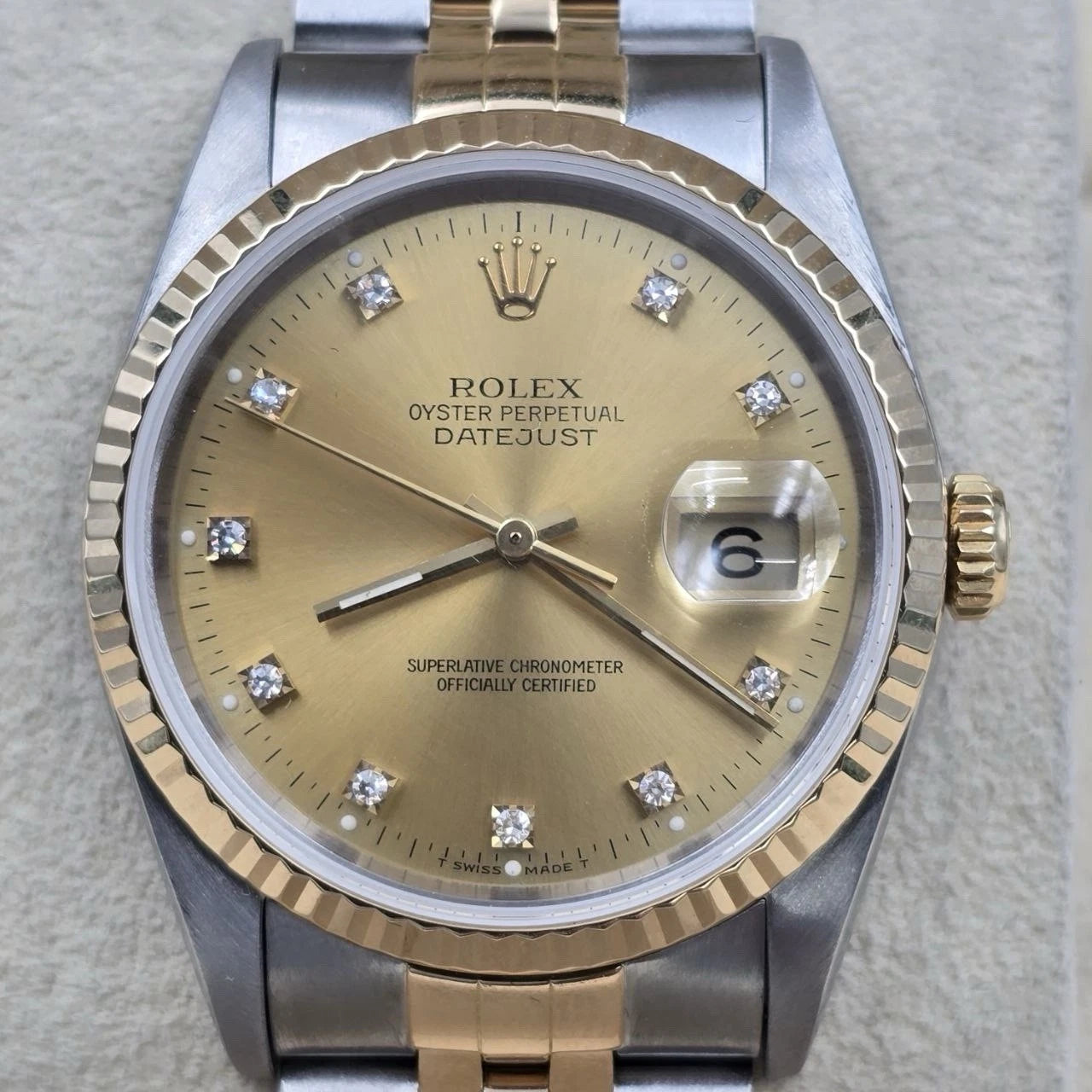 PAPERS Rolex Datejust 36mm Champagne Diamond Dial Two Tone Jubilee 18K 16233