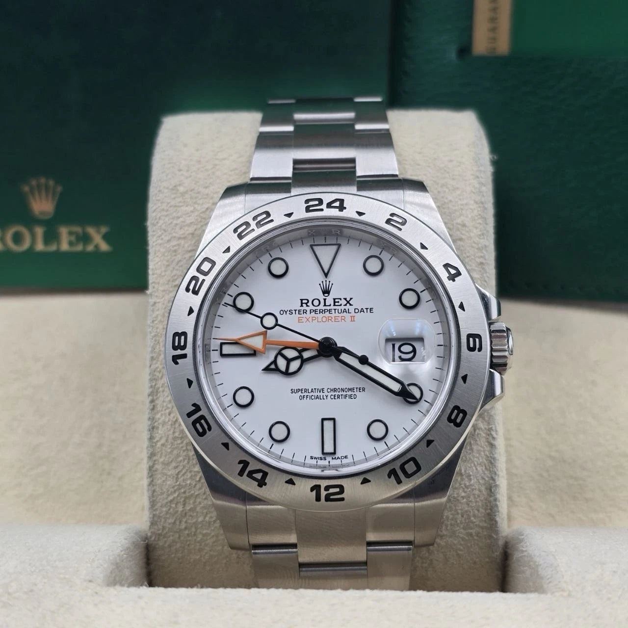 2018 PAPERS Rolex Explorer II Stainless Steel White Orange 42mm Watch 216570 BOX