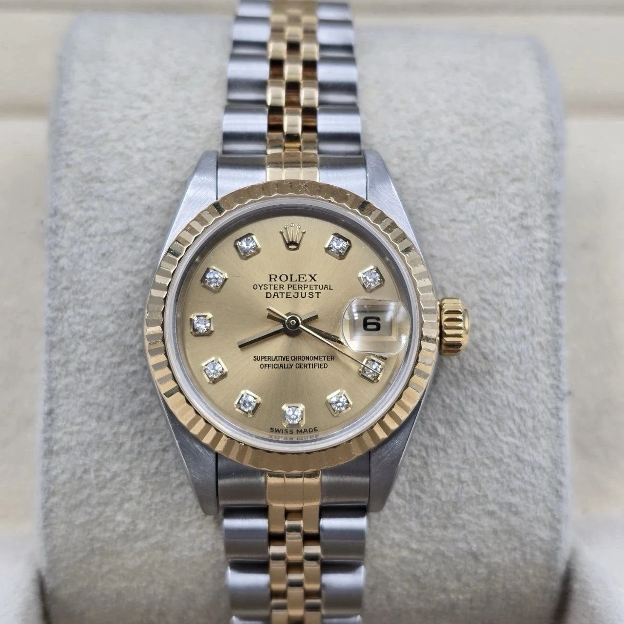 Rolex Datejust 79173 Two Tone Jubilee Champagne Diamond Dial 26mm Watch