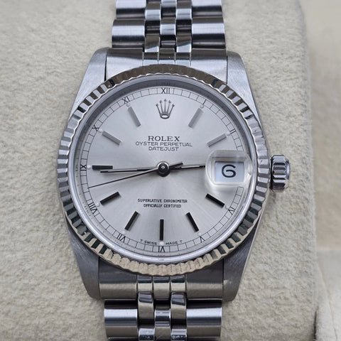 2020 RSC Rolex Datejust 31mm 68274 Silver Dial Steel Jubilee 18k Fluted Bezel