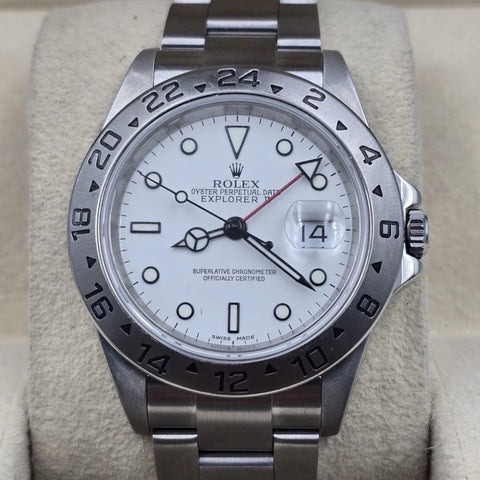 PAPERS MINT 2005 Rolex 16570 Explorer II White Steel NO HOLES 40mm Watch
