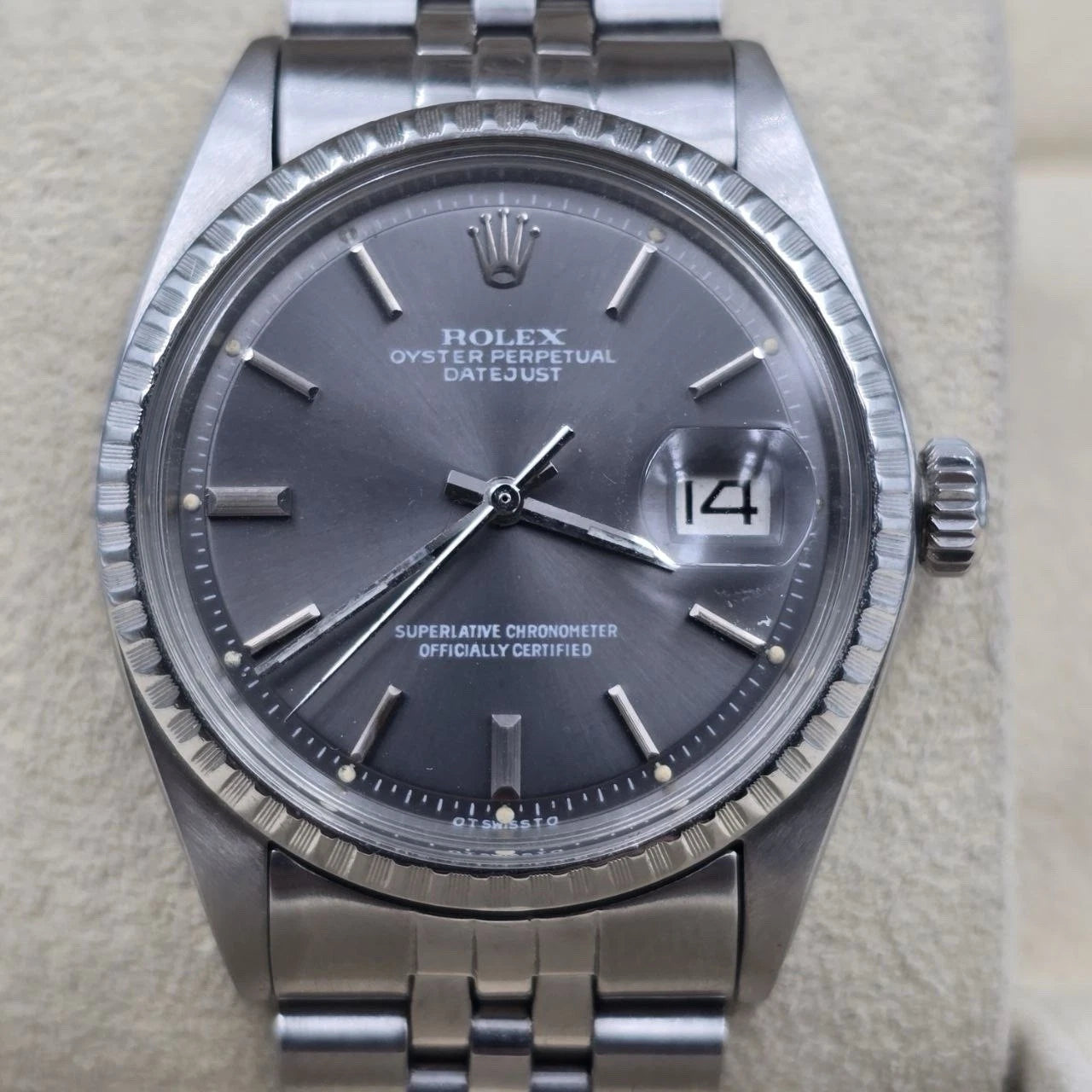 Rolex Datejust 1603 Steel RARE Factory Grey Ghost Sigma Dial Jubilee 36mm Watch