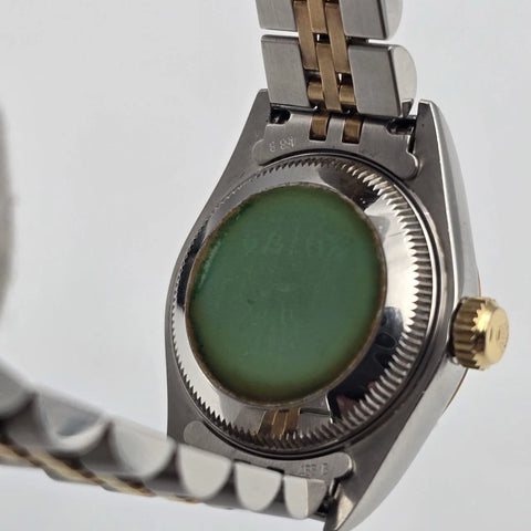 Rolex Lady Datejust 26mm Yellow Gold Steel Factory Rhodium Diamond Dial 69173