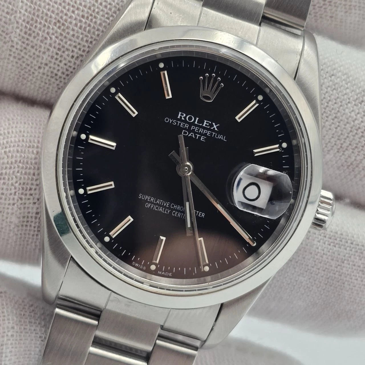 Rolex Oyster Perpetual Date 15200 Stainless Steel Black Dial 34MM Watch