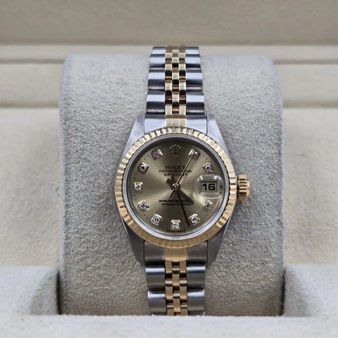 PAPERS Rolex Lady Datejust 26mm Gold Steel Champagne Diamond Dial 69173