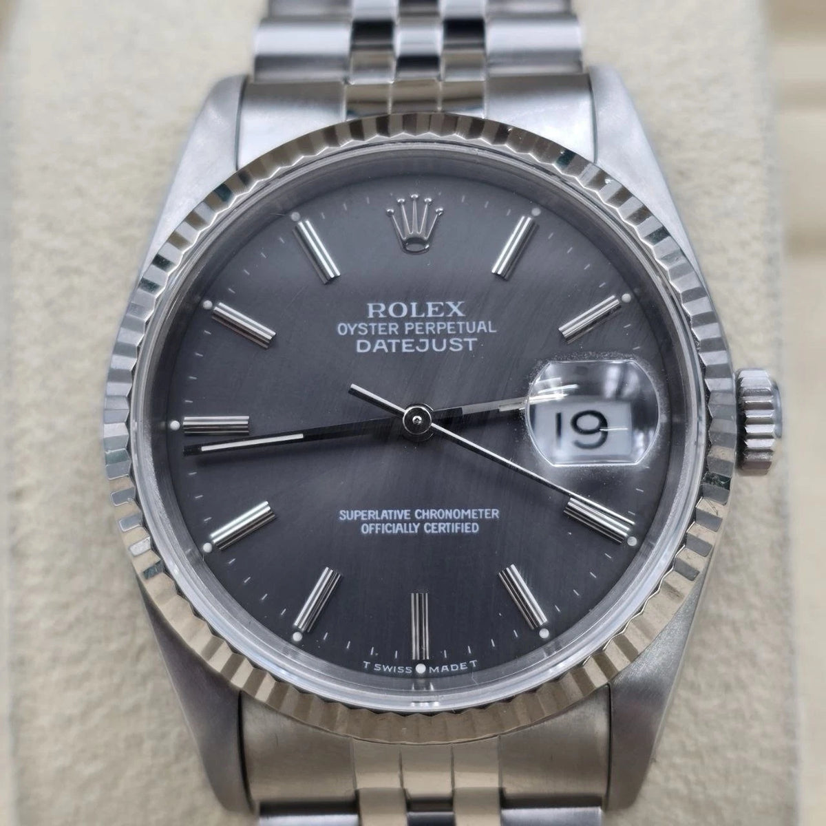 Rolex Datejust Grey Ghost Dial Stainless Steel Jubilee 16234 36mm Watch
