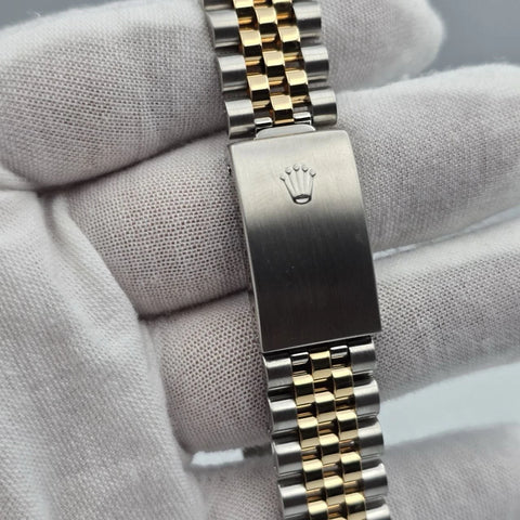 Rolex Datejust 36mm NO-HOLES White Arabic Two-Tone 18K Watch 16233