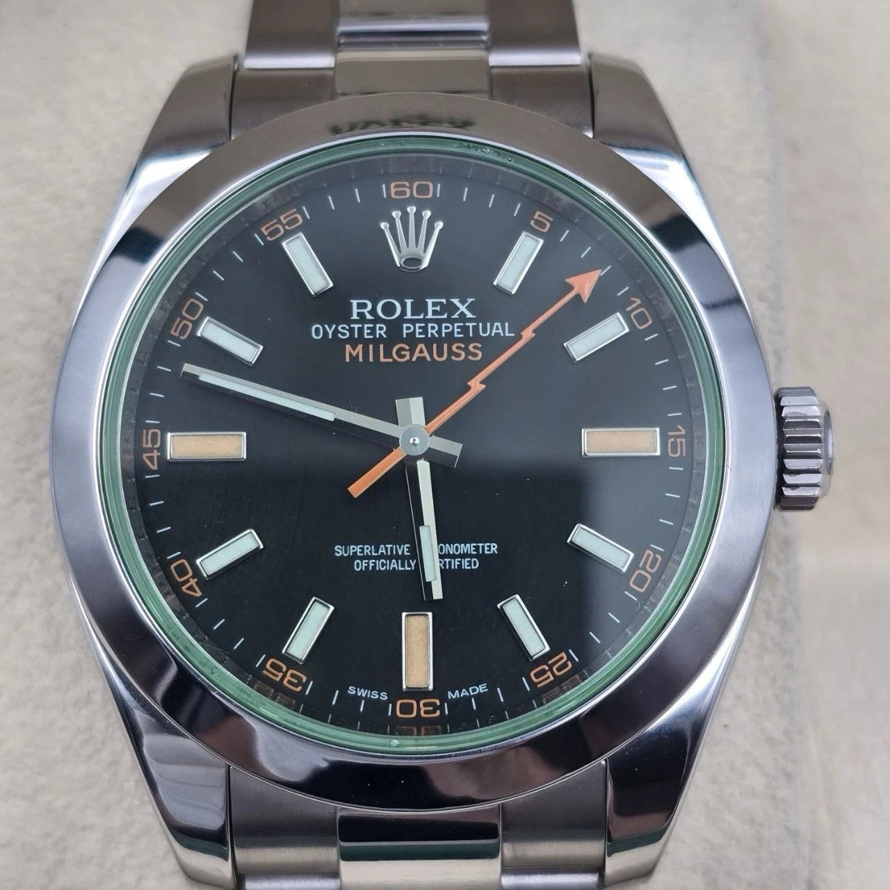 2011 PAPERS Rolex Milgauss 116400V Black Dial Orange Hand 40mm BOX