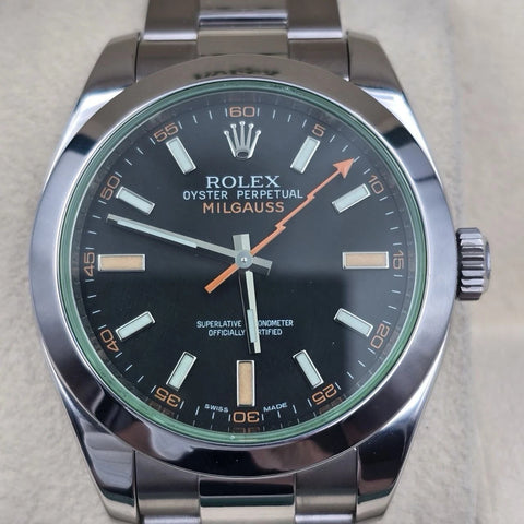 2011 PAPERS Rolex Milgauss 116400V Black Dial Orange Hand 40mm BOX