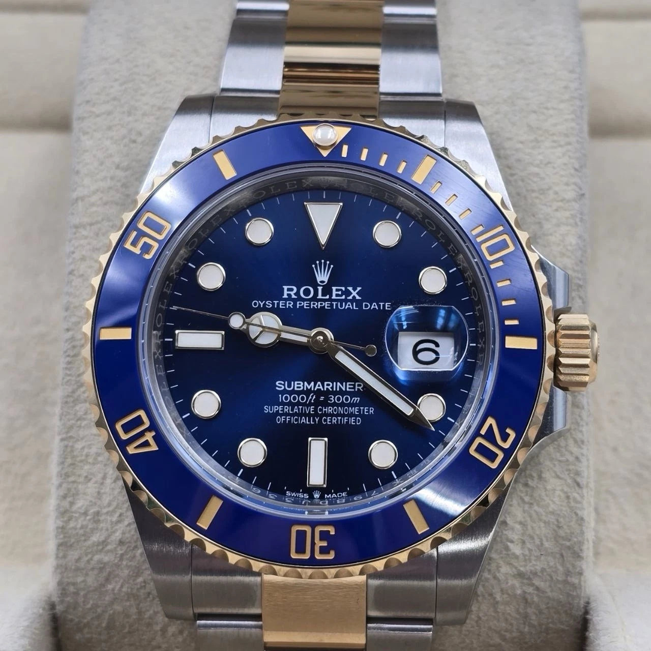PAPERS 2022 Rolex Submariner Blue Dial Two Tone Gold 41mm Watch 126613LB BOX