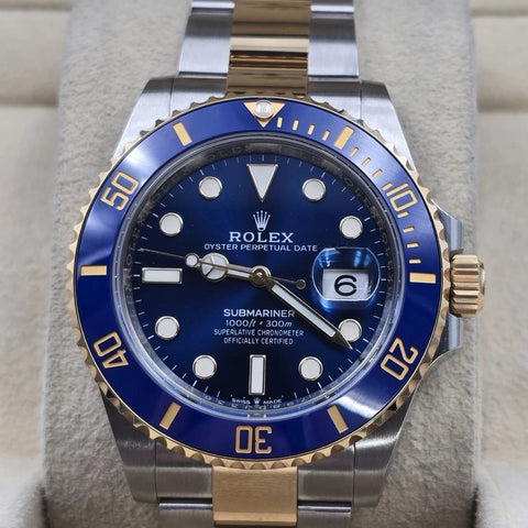 PAPERS 2022 Rolex Submariner Blue Dial Two Tone Gold 41mm Watch 126613LB BOX