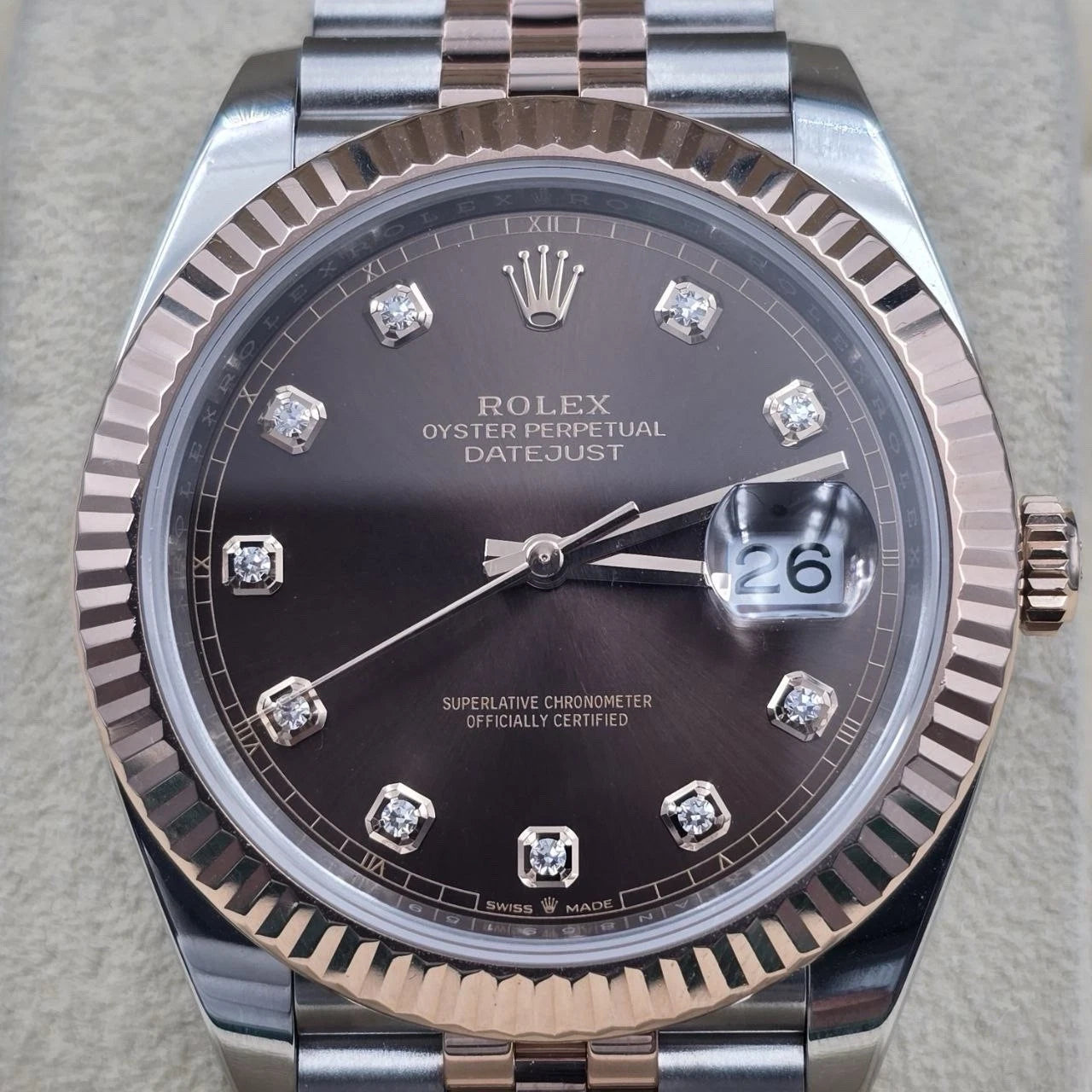 2022 PAPERS Rolex Datejust 41mm 126331 Chocolate Diamond Jubilee Gold Steel BOX