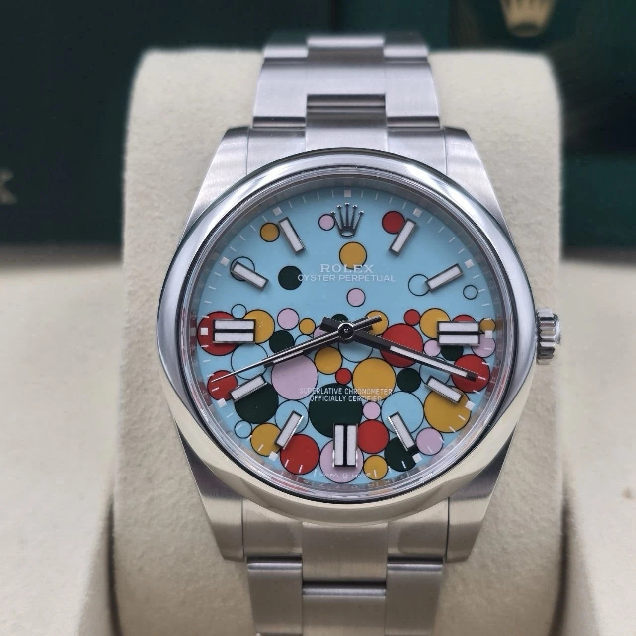 2025 PAPERS Rolex Oyster Perpetual 41mm Celebration Dial Steel 124300 BOX