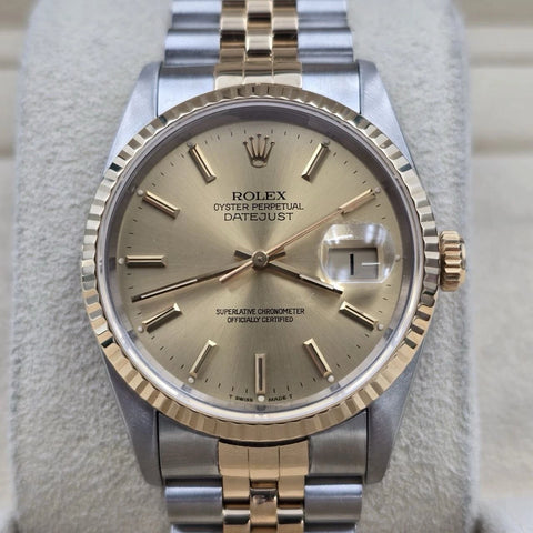 PAPERS Rolex Datejust 36mm Champagne Dial 18K Two Tone Jubilee 16233