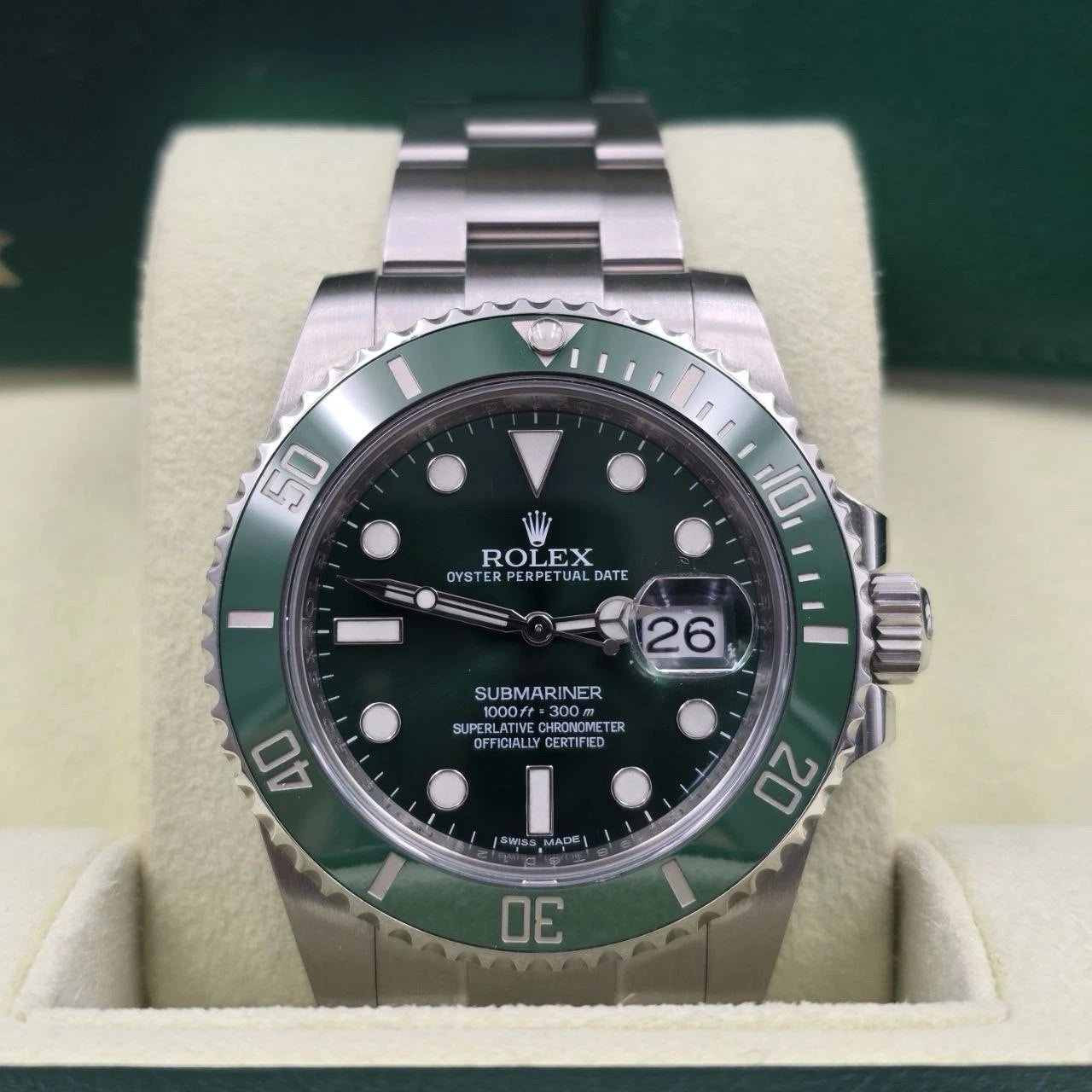 2013 PAPERS Rolex Submariner Hulk 116610LV Green 40mm Ceramic Watch BOX
