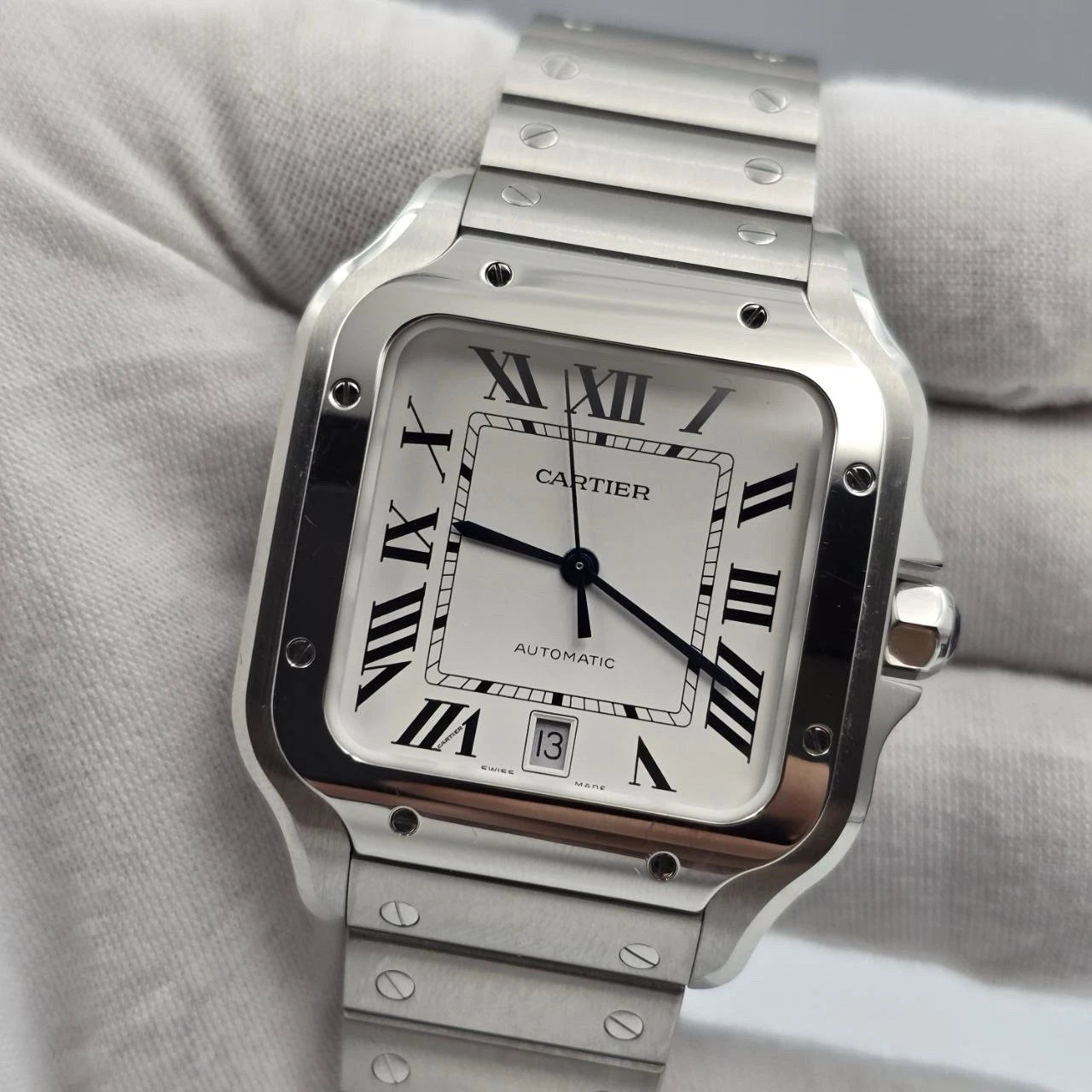 NEW Cartier Santos de Cartier Stainless Steel White Dial WSSA0018 UNWORN