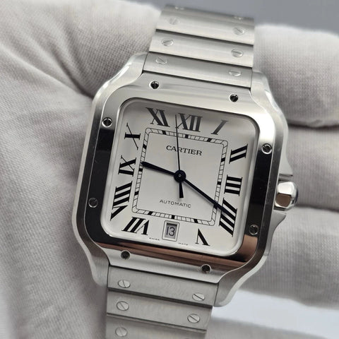 NEW Cartier Santos de Cartier Stainless Steel White Dial WSSA0018 UNWORN