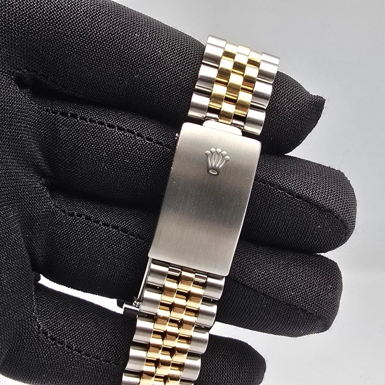 Rolex Datejust 36mm NO HOLES Champagne Diamond Dial 18K Gold TT Watch 16233
