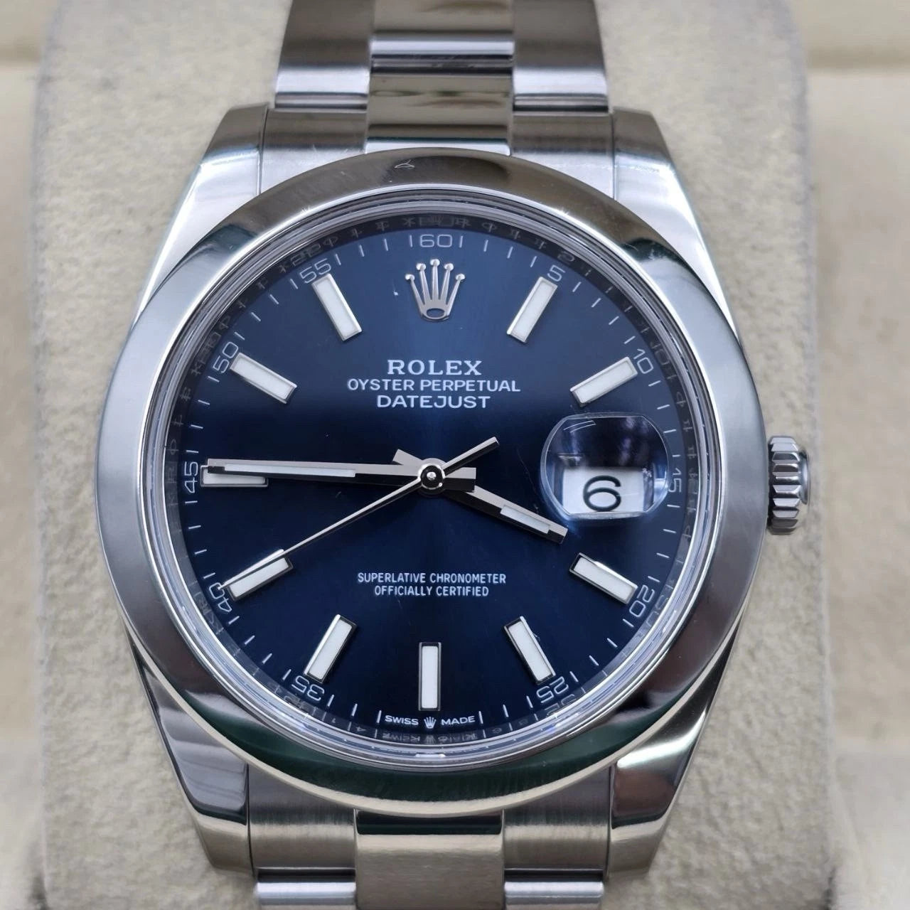 MINT 2023 PAPERS Rolex Datejust 41mm Blue Steel Smooth Bezel Oyster 126300 BOX