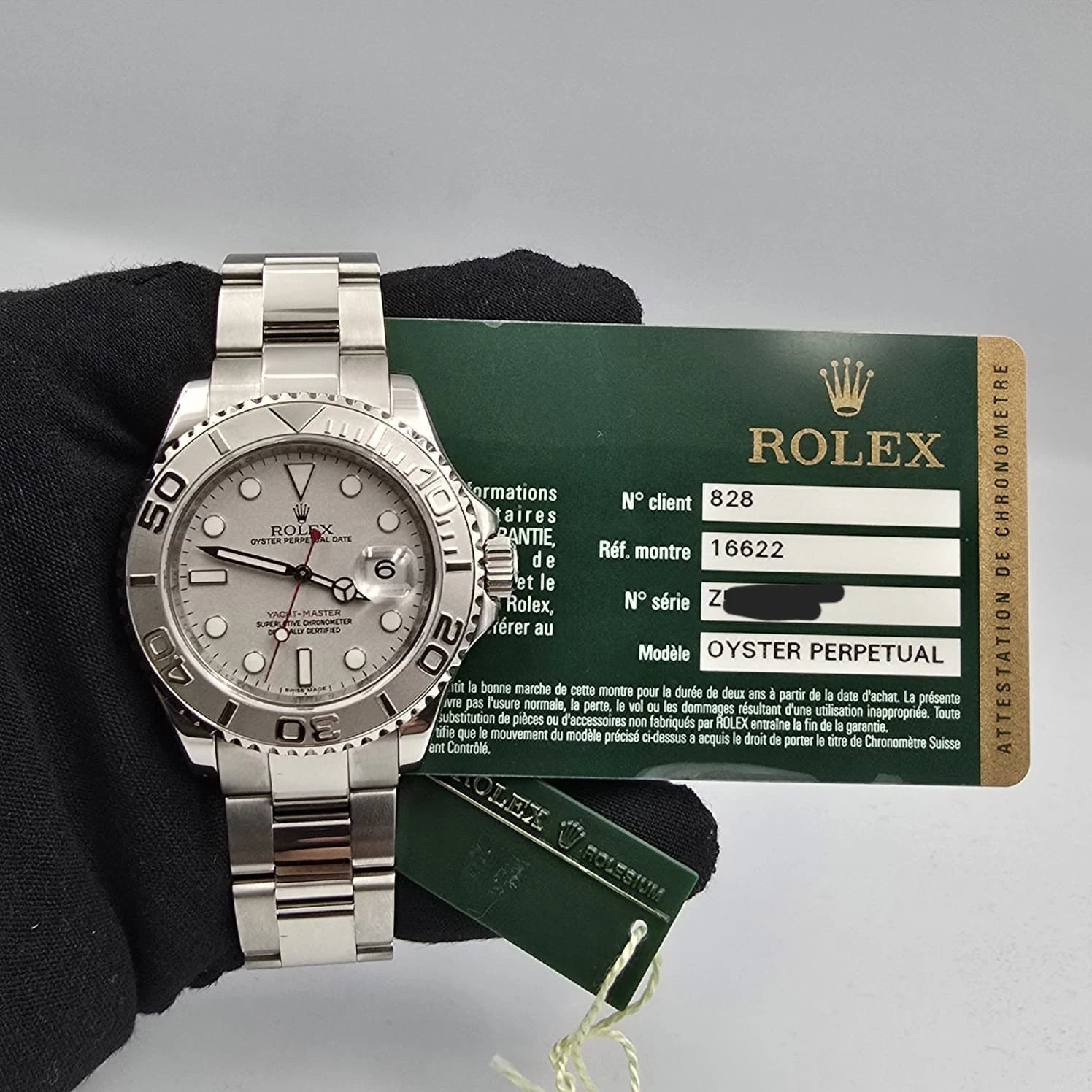 PAPERS 2007 Rolex Yacht-Master 16622 PLATINUM Stainless Steel Oyster Watch 40mm