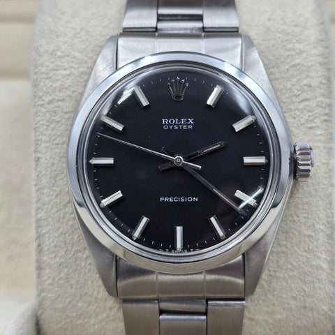Rolex Oyster Date Precision 6426 Stainless Steel 34mm Manual Black Dial Watch