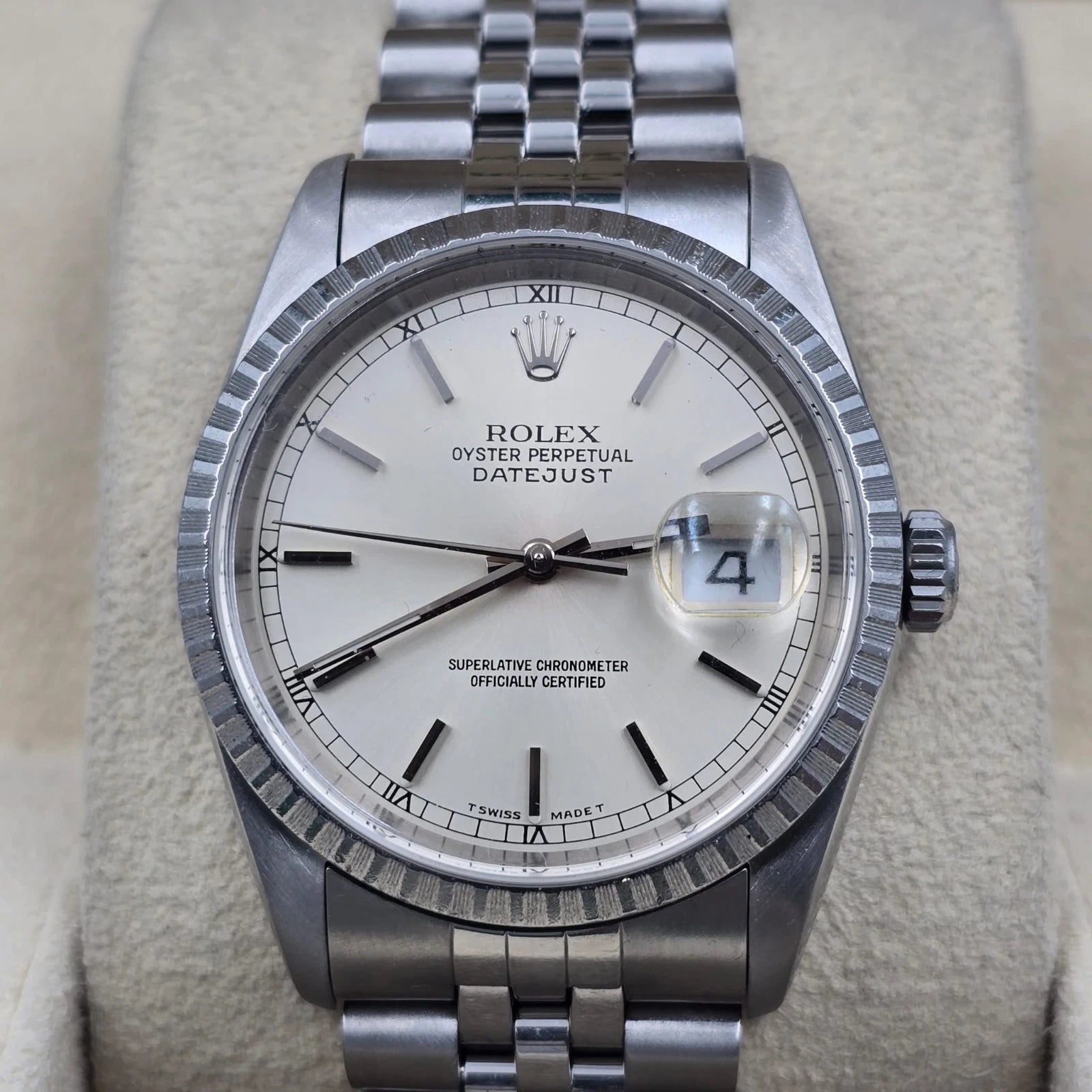 PAPERS MINT Rolex Datejust Steel Automatic 36mm Silver Dial Jubilee Watch 16220