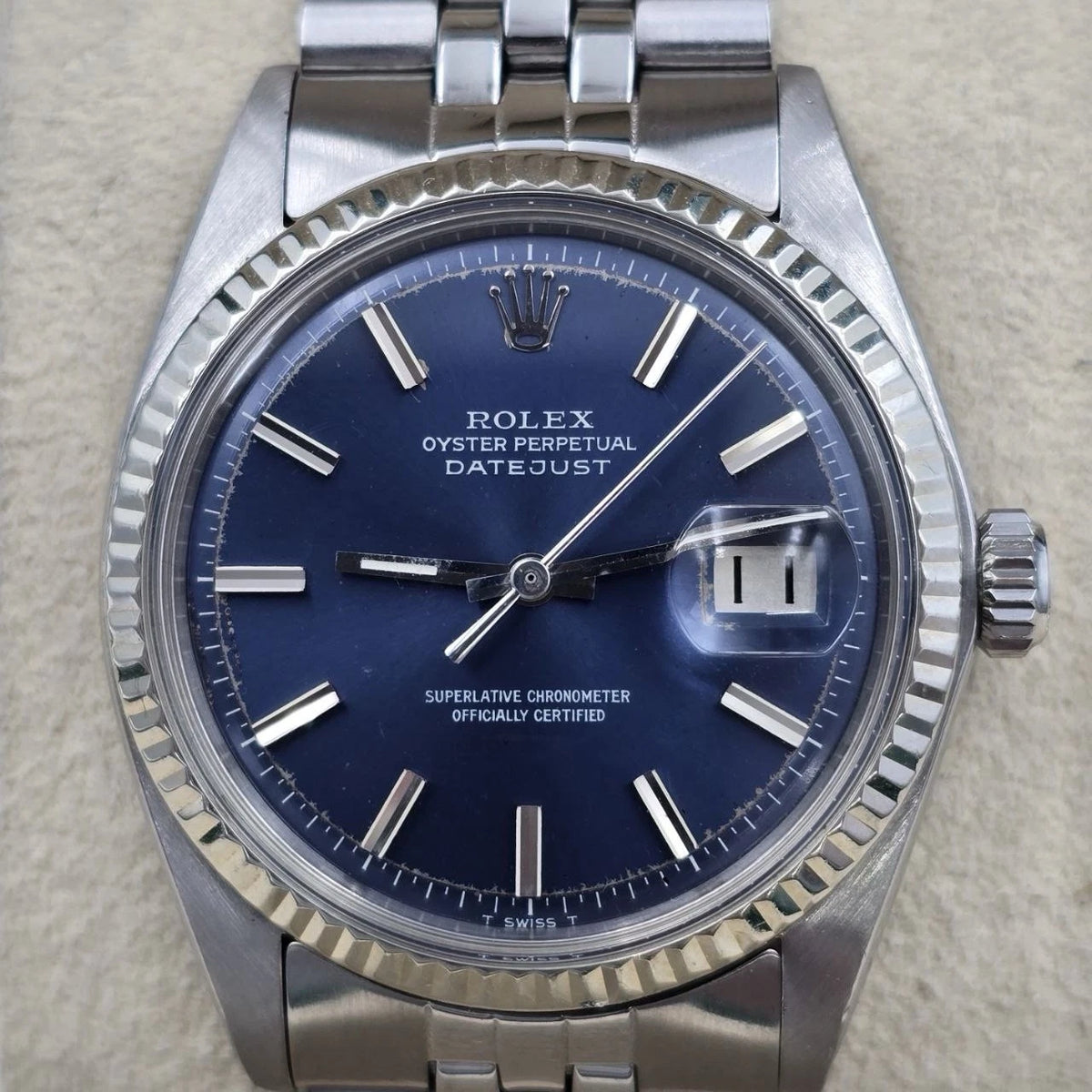Rolex Datejust 1601 Steel Factory Blue Dial Jubilee 36mm Watch