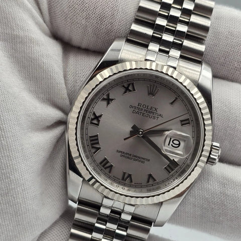 Rolex Datejust 116234 Stainless Steel Silver Roman Dial Jubilee 36mm Watch