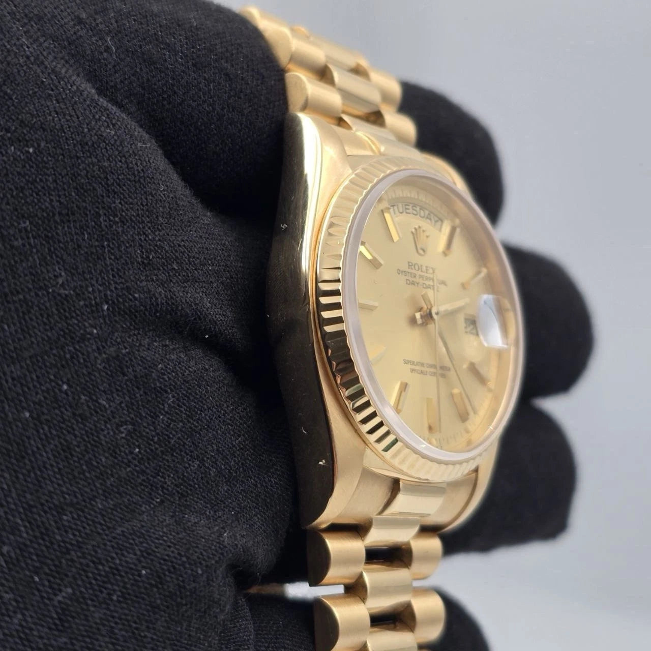 MINT PAPERS Rolex Day-Date 18038 President 18k Gold Champagne 36mm BOX + RSC