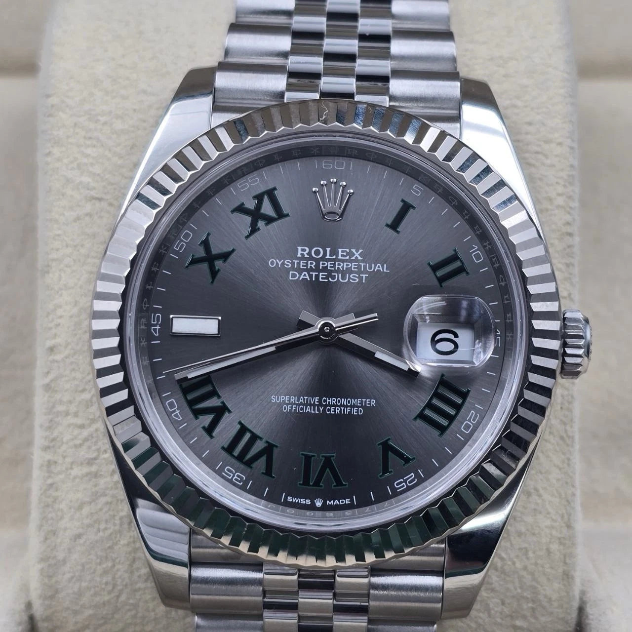 PAPERS 2024 Rolex Datejust 41mm 126334 Steel Jubilee Gray Wimbledon Dial BOX