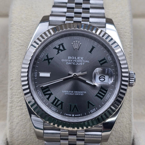 PAPERS 2024 Rolex Datejust 41mm 126334 Steel Jubilee Gray Wimbledon Dial BOX