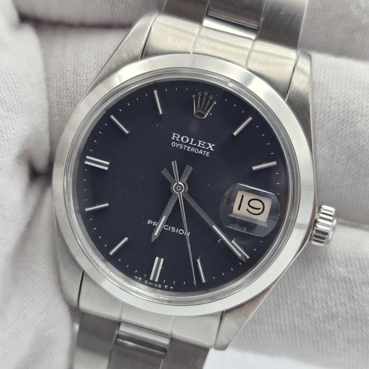 Rolex Oyster Date Precision 6694 Stainless Steel 34mm Black Dial Watch