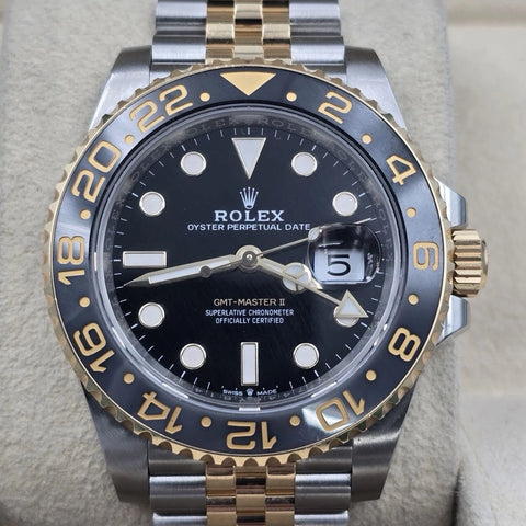 PAPERS 2024 Rolex GMT Master II 126713GRNR Two Tone Bumblebee Jubilee Watch BOX