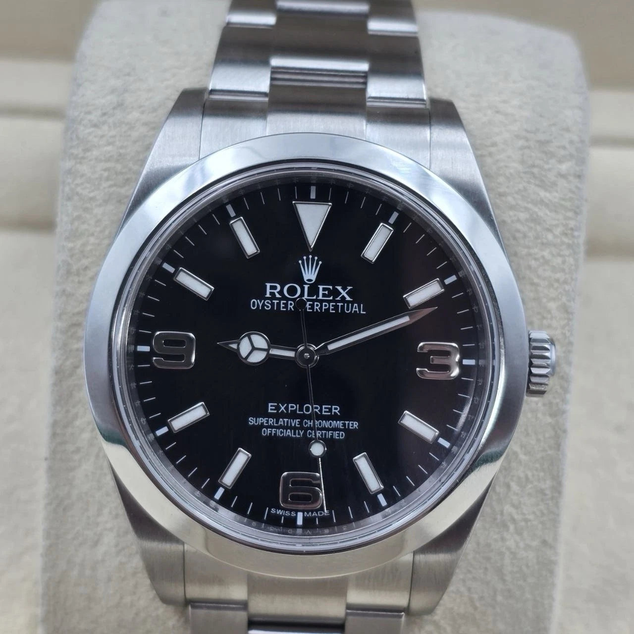 2014 PAPERS Rolex Explorer I Black Stainless Steel MK1 39mm Watch 214270 PAPERS