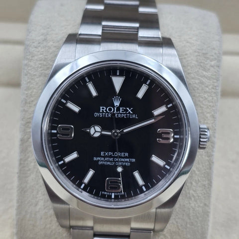 2014 PAPERS Rolex Explorer I Black Stainless Steel MK1 39mm Watch 214270 PAPERS